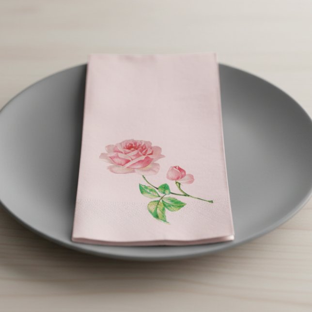 One single Vintage Pink Rose Napkin (Creator Uploaded)