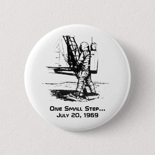One Small Step Apollo 11 Moon Landing 6 Cm Round Badge (Front)