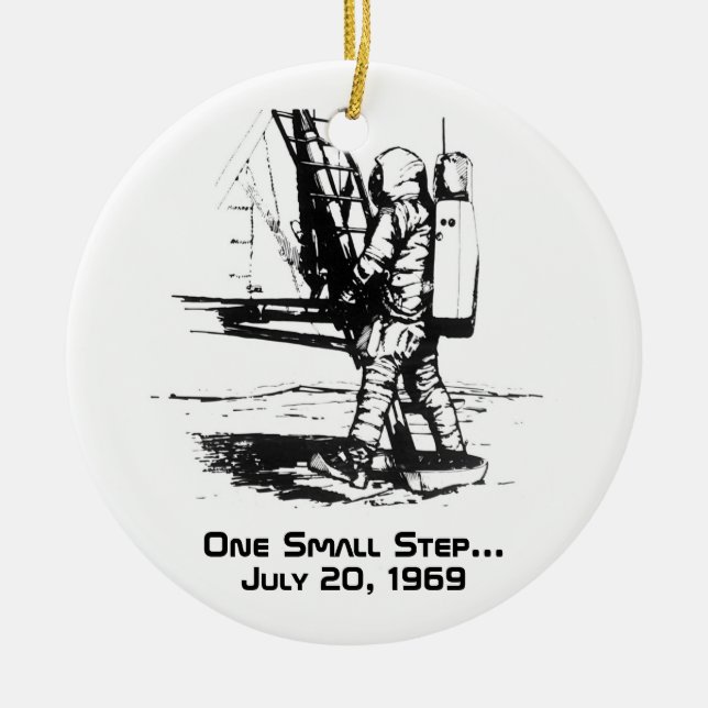 One Small Step Apollo 11 Moon Landing Ceramic Tree Decoration (Front)