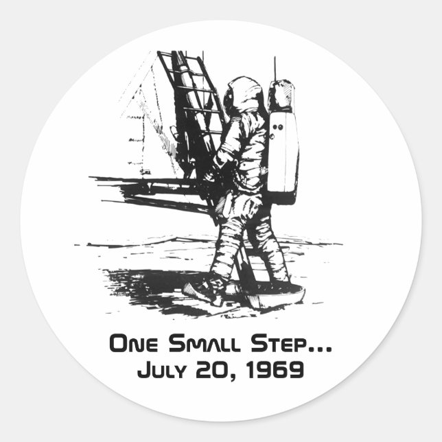 One Small Step Apollo 11 Moon Landing Classic Round Sticker (Front)