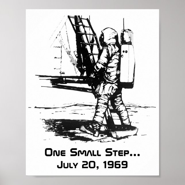 One Small Step Apollo 11 Moon Landing Poster (Front)
