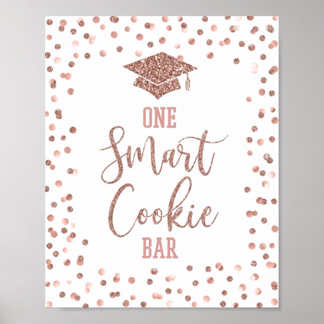 One Smart Cookie Bar Graduation Sign Rose Gold (Front)