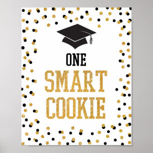 One Smart Cookie Black & Gold Graduation Sign