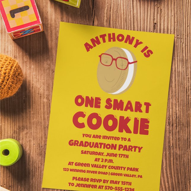 One Smart Cookie Childrens Graduation Party Invitation (Creator Uploaded)