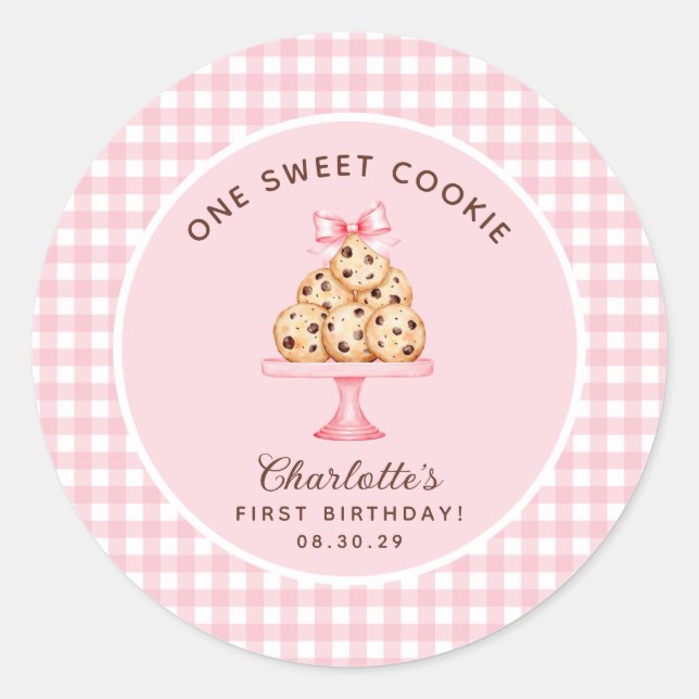One Smart Cookie Girls First Birthday Classic Round Sticker (Front)