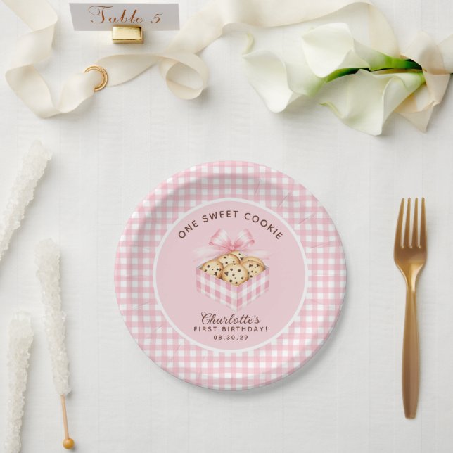 One Smart Cookie Girls First Birthday  Paper Plate (Wedding)