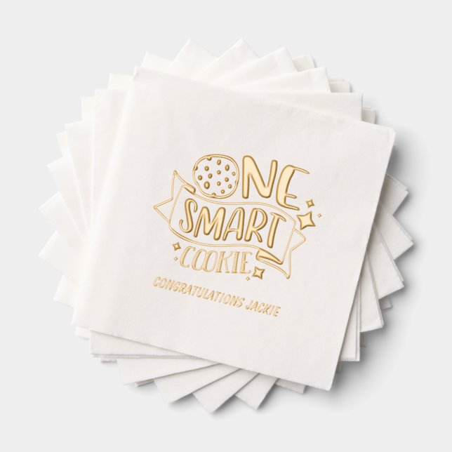 One Smart Cookie Gold Foil Graduation Napkins (Insitu (Stacked))