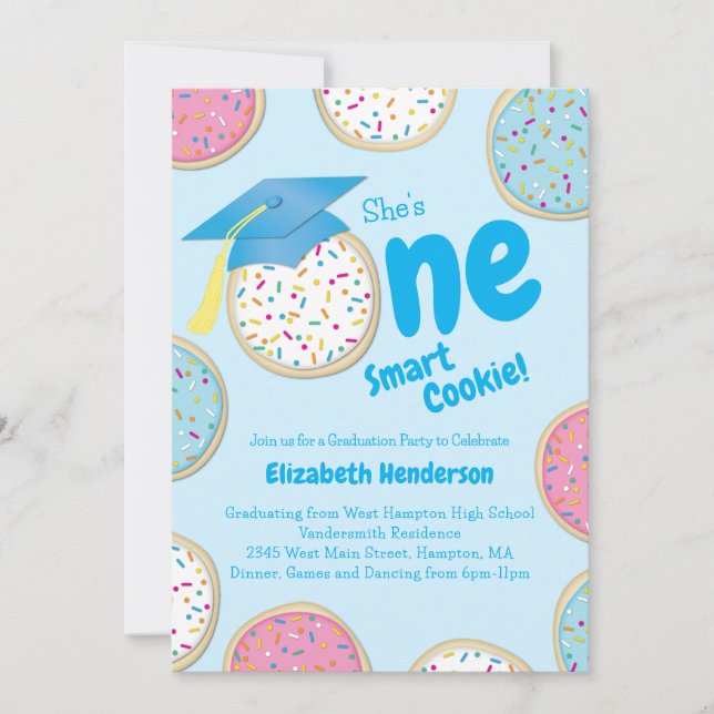 One Smart Cookie Graduation Party Sprinkles Invitation (Front)