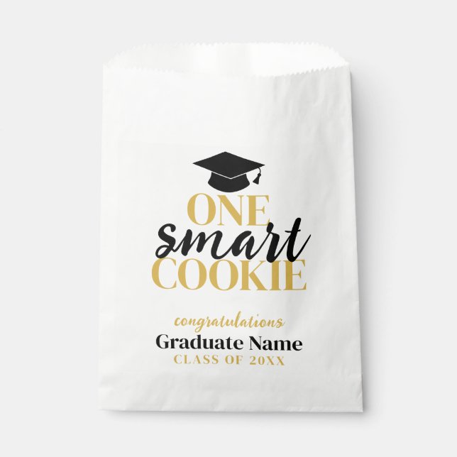 One Smart Cookie - Modern Black Gold Graduation Favour Bags (Front)
