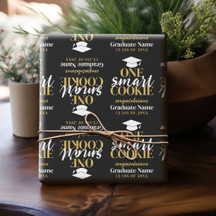 One Smart Cookie - Modern Black Gold Graduation Wrapping Paper