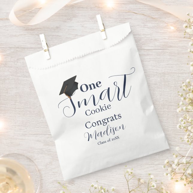 One smart cookie  navy blue graduation party favour bags (Clipped)