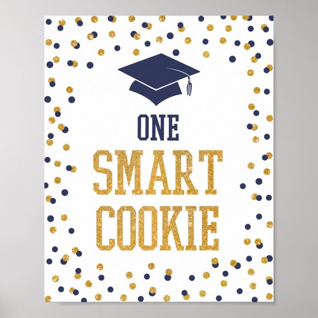 One Smart Cookie Navy & Gold Graduation Sign (Front)