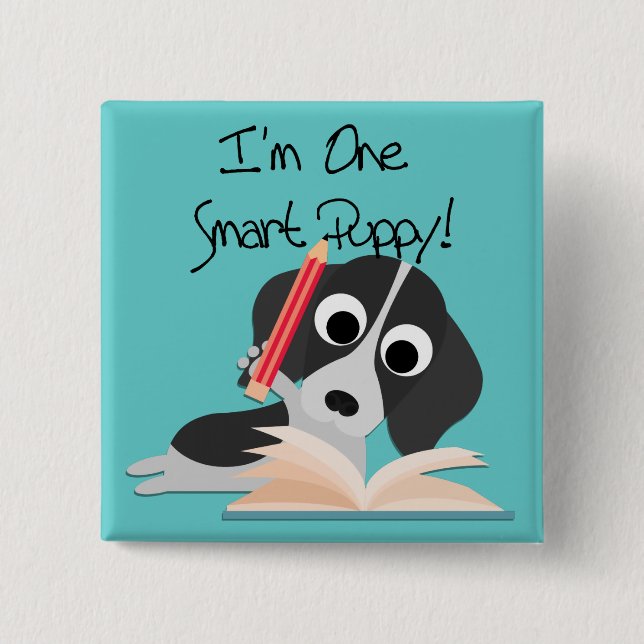 One Smart Puppy 15 Cm Square Badge (Front)