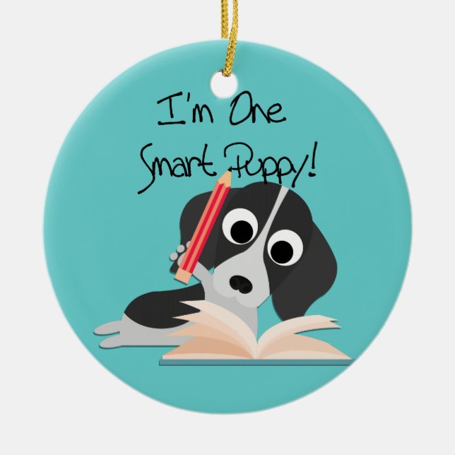 One Smart Puppy Ceramic Tree Decoration (Front)