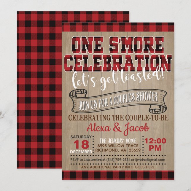 One S'more Celebration Invitation - Couples Shower (Front/Back)