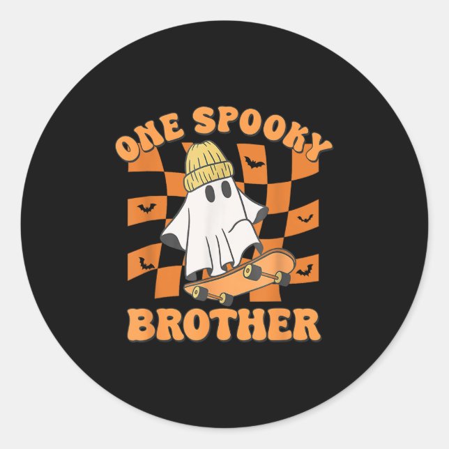 One Soky Brother Birthday Halloween Skateboarding  Classic Round Sticker (Front)