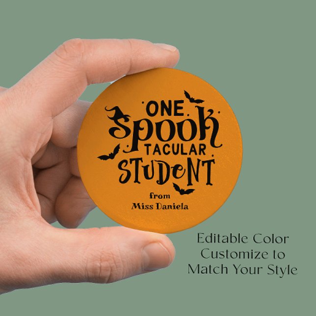 One Spooktacular Student Halloween Teacher Reward Classic Round Sticker (Creator Uploaded)