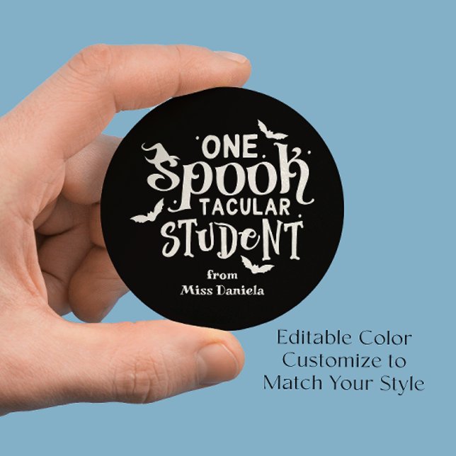 One Spooktacular Student Halloween Teacher Reward Classic Round Sticker (Creator Uploaded)