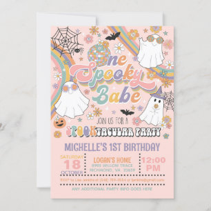 One Spooky Babe Birthday Invitation - Girl (Pink)