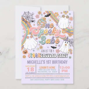 One Spooky Babe Birthday Invitation - Girl/Purple