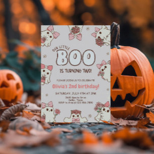 One Spooky Babe Retro Halloween Second Birthday Invitation