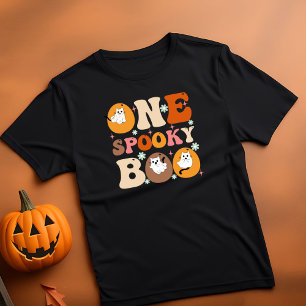 One Spooky Boo Groovy Halloween Cat Ghost T-Shirt