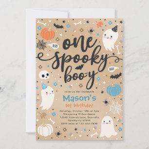 One Spooky Boo-y Cute Halloween Ghost 1st Birthday Invitation