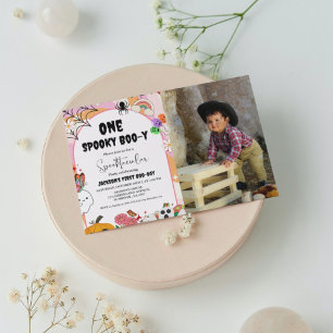One spooky Boo-y Ghost halloween groovy birthday I Invitation
