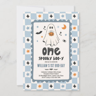 One Spooky Boo-y Halloween Boy Ghost 1st Birthday Invitation