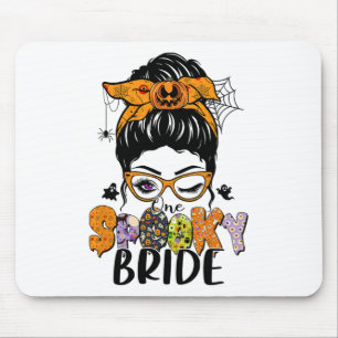 One Spooky Bride Halloween Messy Bun Witchy Monste Mouse Mat