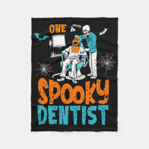 One Spooky Dentist Scary Dental Halloween Skeleton Fleece Blanket