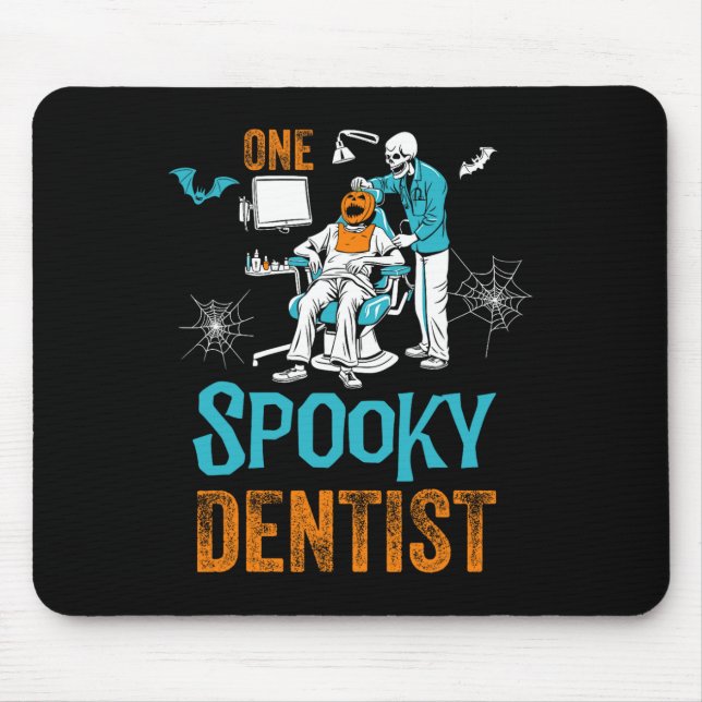 One Spooky Dentist Scary Dental Halloween Skeleton Mouse Mat (Front)