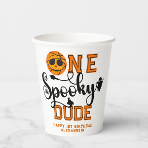 One Spooky Dude Basketball Boys Rad Kids Birthday Paper Cups