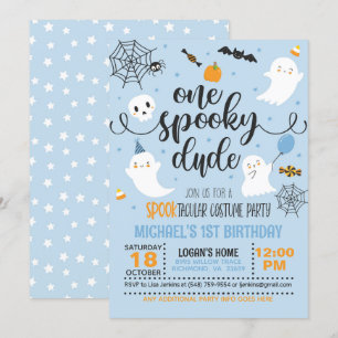 One Spooky Dude Costume Birthday Invitation