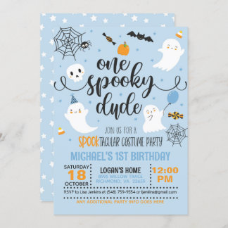 One Spooky Dude Costume Birthday Invitation