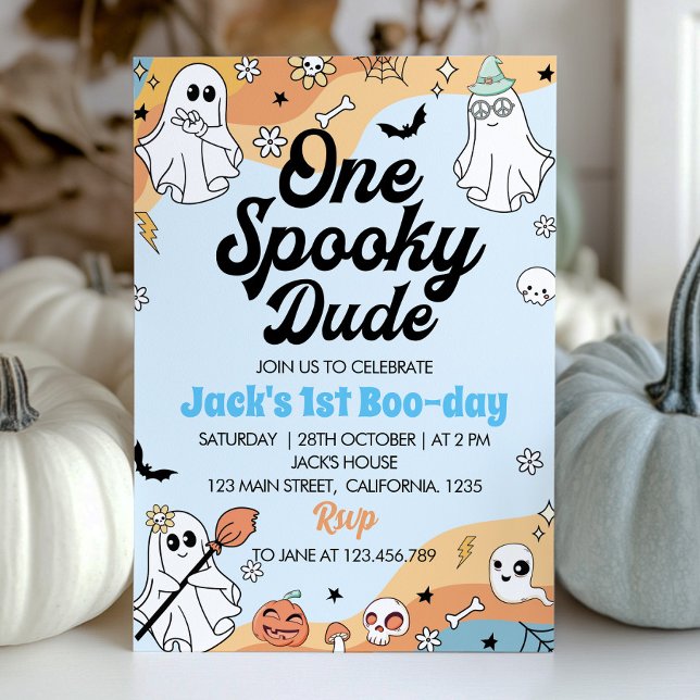 One Spooky Dude Ghost Birthday Invitation (Creator Uploaded)