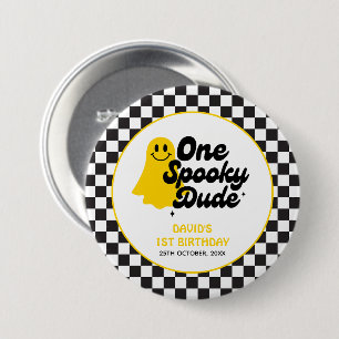 One Spooky Dude Groovy Halloween First Birthday 7.5 Cm Round Badge