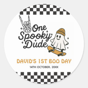 One Spooky Dude Halloween Birthday  Classic Round Sticker