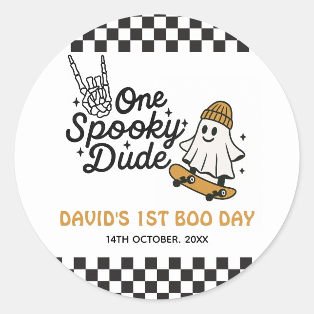 One Spooky Dude Halloween Birthday  Classic Round Sticker (Front)