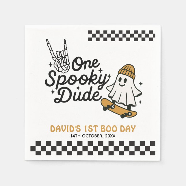 One Spooky Dude Halloween Birthday  Napkin (Front)