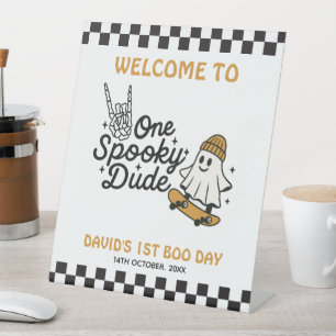 One Spooky Dude Halloween Birthday  Pedestal Sign