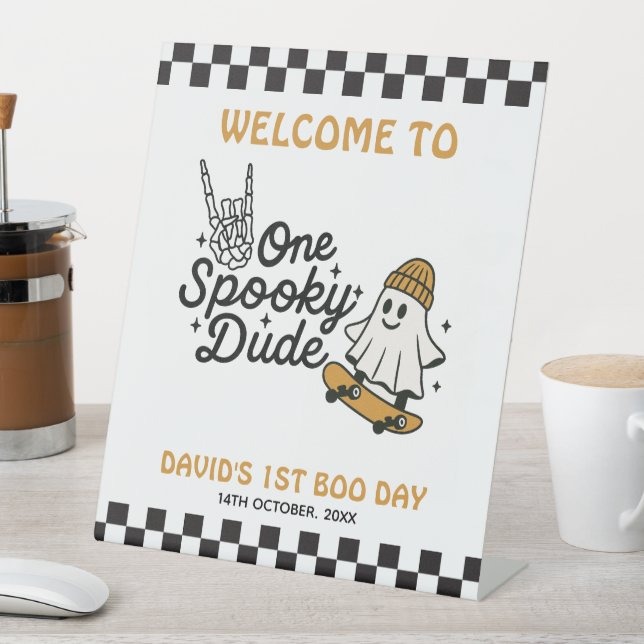 One Spooky Dude Halloween Birthday  Pedestal Sign (In SItu)