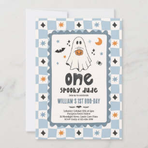 One Spooky Dude Halloween Boy Ghost 1st Birthday Invitation