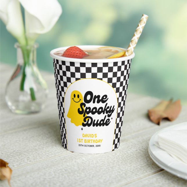 One Spooky Dude Halloween First Birthday Paper Cups (Insitu)