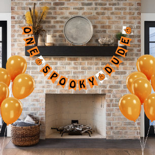 One Spooky Dude Orange Halloween 1st Birthday Bunting