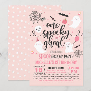 One Spooky Ghoul Birthday Invitation - Girl (Pink)