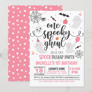 One Spooky Ghoul Birthday Invitation - Girl (Wh/P)