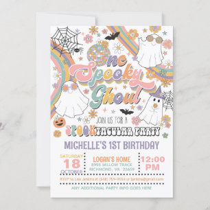 One Spooky Ghoul Birthday Invitation - Girl/White