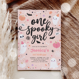 One Spooky Girl Cute Halloween Ghost 1st Birthday Invitation