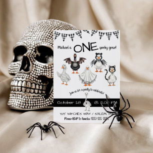 ONE Spooky Goose! Halloween First Birthday Party Invitation